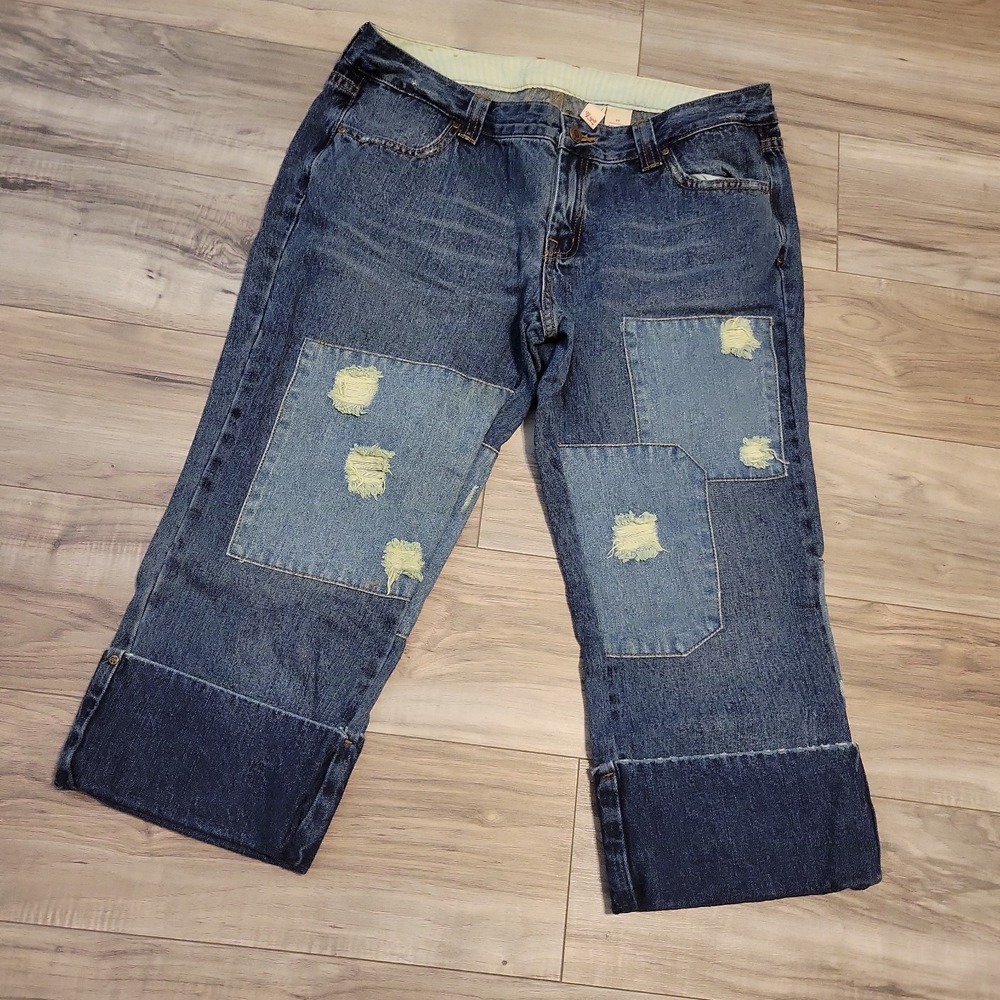 Vintage Y2K G-Unit Capri Jeans Womens 11 Patchwork Embroidered  Hip Hop
